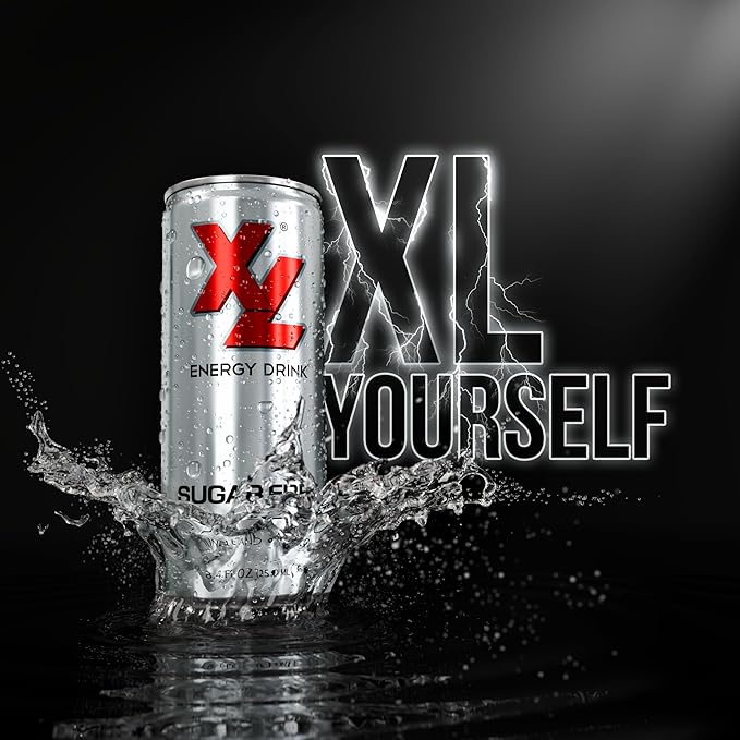 XL Energy Drinks Sugar Free 24 Pack - Sugar Free Energy Drinks with 80mg Caffeine plus Taurine & B Vitamins - Improve Performance with Zero Sugar Energy Drinks, XL Suagr Free Low Calories Drinks & Beverages