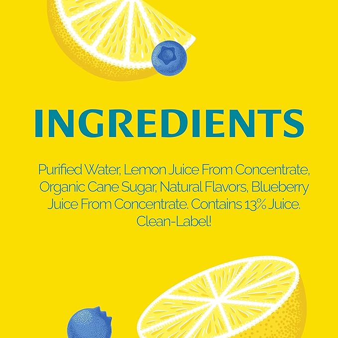 Lemonati Lemonade Sparkling Blueberry Lemonade, No Artificial Sweeteners or Flavoring, Gluten-Free, Kosher, Non-GMO, Vegan, 12 Fl Oz Slim Cans, Pack Of 24, Blueberry Lemonade, 12 Fl Oz (Pack of 24)