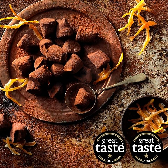 Monty Bojangles Cocoa Dusted Chocolate Truffles Cat Tin (Fire Dancer - 4.7oz) Orange Angelical Flavored Luxury Chocolatey Truffles - Collectable Cat Tin, Chocolate Gift Box With Bespoke Design