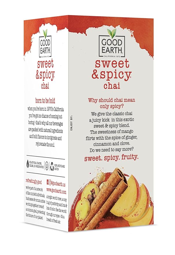 Good Earth Tea Sweet & Spicy Chai Black Tea, 18 Teabags (Pack of 6)