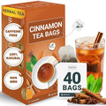 LeafLea 40 Cinnamon Tea Bags, 100% Natural Ground Cinnamon Stick Herbal Tea, Spiced and Warming Flavor for Relaxation, Caffeine-Free, Sugar-Free, Non-GMO, Vegan