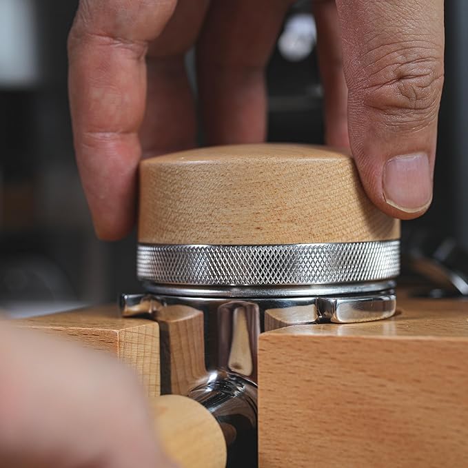 Espresso Distribution Tool 58mm Maple Coffee Distributor Adjustable Depth Stainless Steel Espresso Leveler Premium Espresso Machine Accessories For Coffee Bar