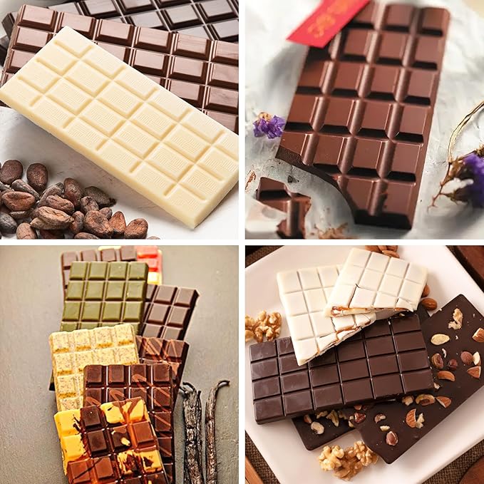 4 PCS Break-Apart Chocolate Molds, Non-Stick Chocolate Bar Molds Silicone Candy Bar Molds for Protein Energy Bar