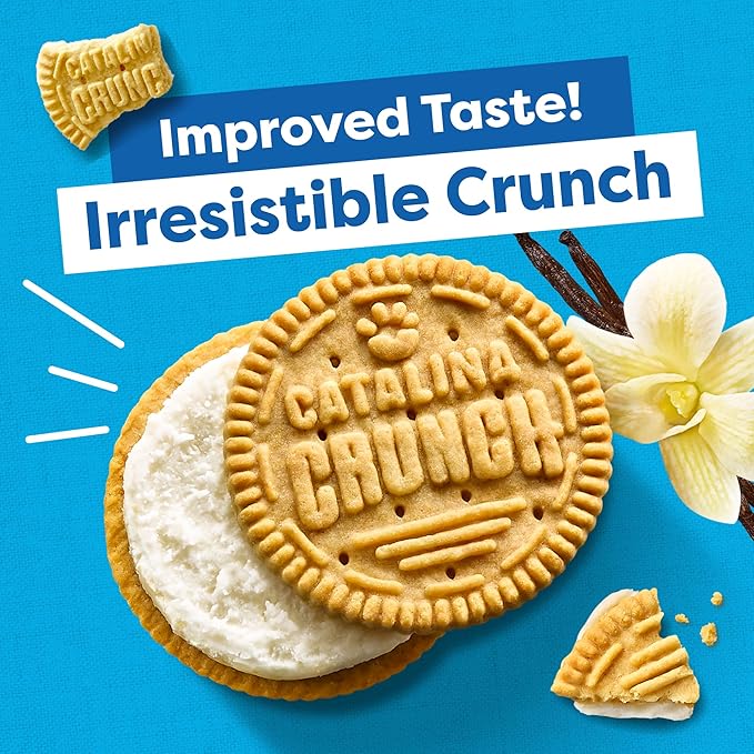 Catalina Crunch Protein Cookies, 4g Protein per Serving - Low-Sugar Sandwich Cookies - Gluten Free, Vegan - Keto Dessert Snacks - Vanilla Creme, 8.9 oz. (21 Count)