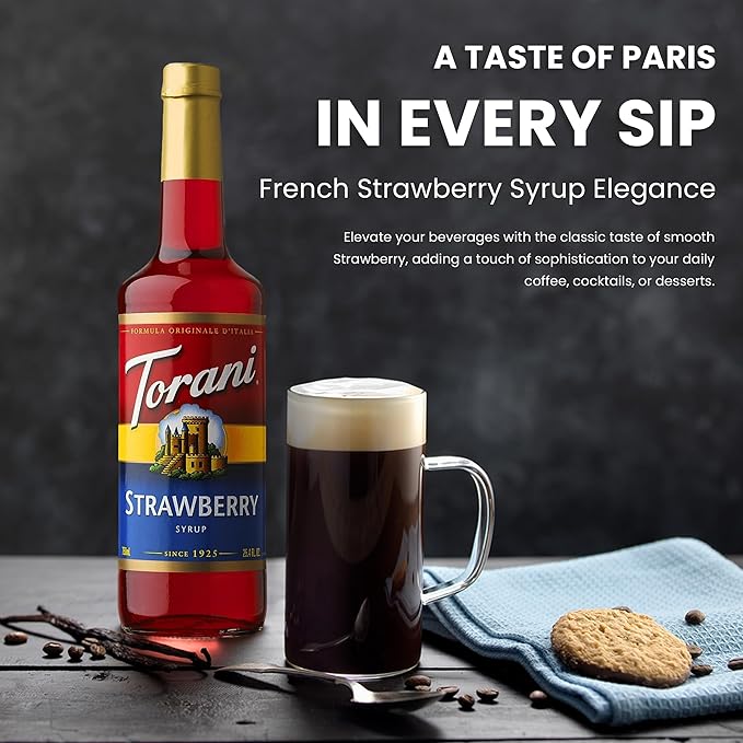 Raspberry, Strawberry, Peach Syrup - Fruit Flavors For Italian Soda Flavoring - 3 Pack with 3 Jimoco Pump Dispensers