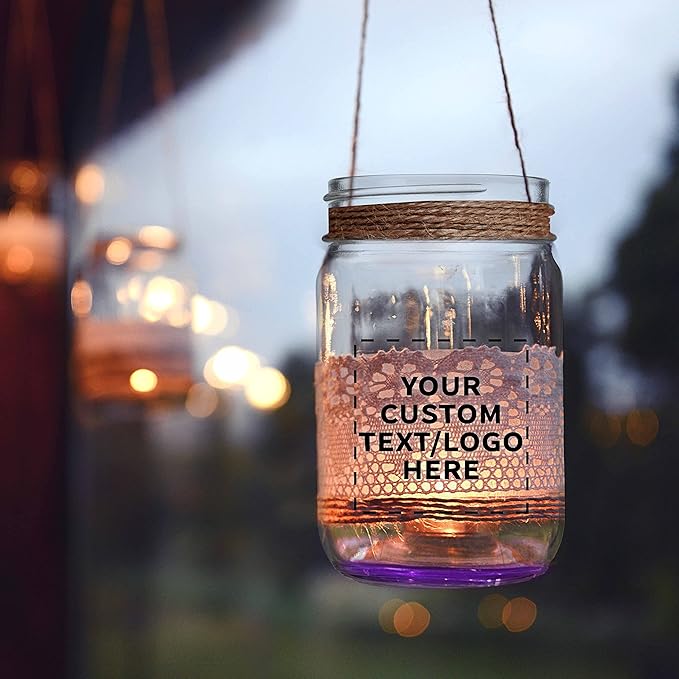 DISCOUNT PROMOS Custom Decorating Mason Jars 12 oz. Set of 100, Personalized Bulk Pack - Glass Jars for Overnight Oats, Candies, Fruits, Pickles, Spices, Beverages - Purple