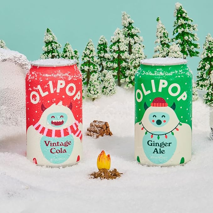 OLIPOP Prebiotic Soda Pop, Ginger Ale, Pantry Pack Packed with Prebiotics, Fiber, and Botanicals, Gluten Free, Vegan, GMO Free, 12oz (12-Cans)