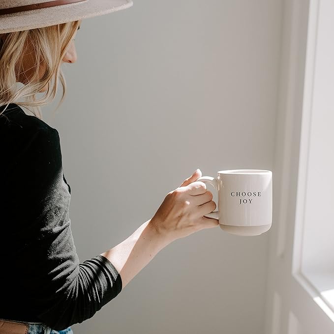 Sweet Water Decor Choose Joy Stoneware Coffee Mugs | Novelty Coffee Mugs | Microwave & Dishwasher Safe | 14oz Coffee Cup | Inspirational Gifts | Gifts for Her