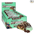 FITCRUNCH Full Size Protein Bars, 6-Layer Baked Bar, 7g of Sugar, Gluten Free & Soft Cake Core (12 Bars, Mint Chocolate Chip)
