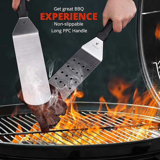 5-PCS Premium Griddle Accessories Kit, Ultimate Stainless Steel Flat Top Grill Accessories for Blackstone BBQ, Teppanyaki, Hibachi – Durable Griddle Spatula, Ideal for Outdoor & Camping