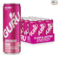 GURU Fruit Punch Organic Energy Drinks, Clean Energy Drink with Plant Based Natural Caffeine from Green Tea + Focus with L Theanine, Gluten Free and Vegan, 140MG Caffeine, 12oz (Pack of 12)