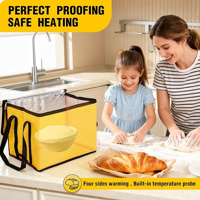 30L Dough Proofer, Folding Bread Proofing with 33-122℉ Temperature & 96h Timer Controller, Sourdough proofing box Heated Fermentation for Making Bread, Yogurt, Natto and Handmade Soap