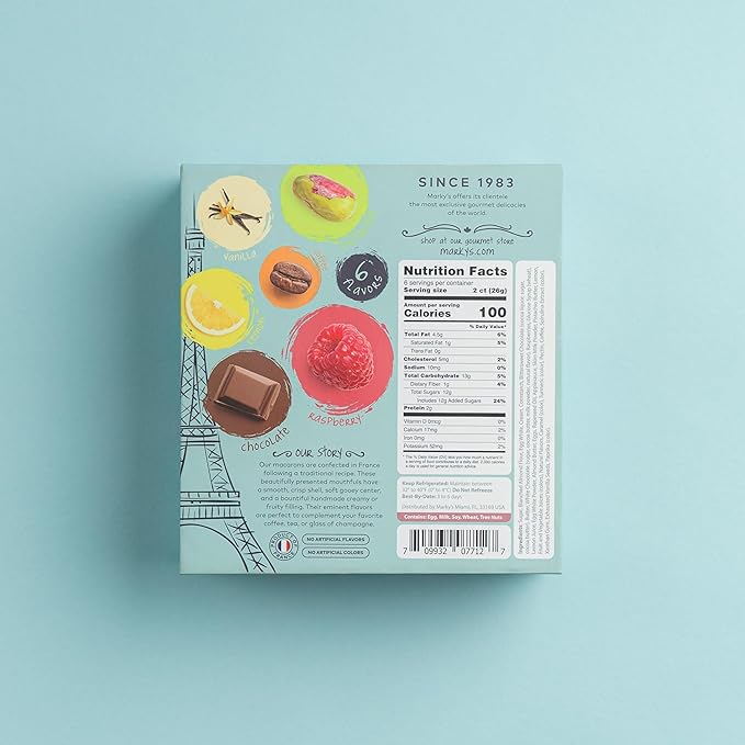 MARKY’S French Almond Macarons Gift Box – 12 Assorted Gourmet Macarons – Variety of Imported Flavors – Authentic French Cookies – Gift Basket for Holidays