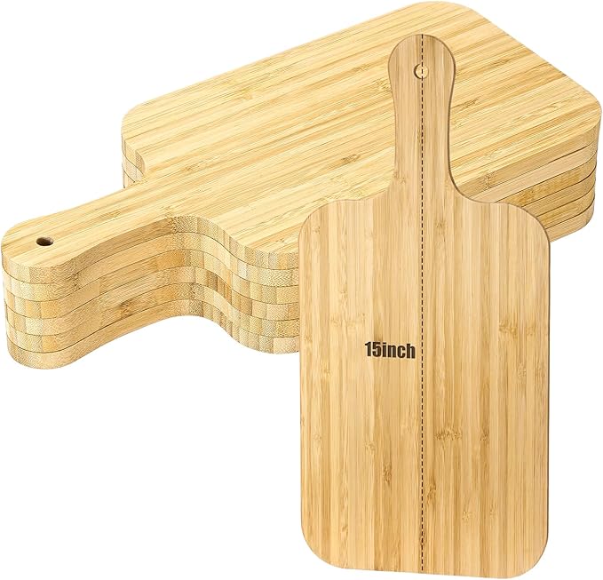 Lounsweer 6 Pcs Thicken Cutting Board Bulk Wood Board for Chopping Serving Charcuterie Material for Laser Engraving Mother' Day Wedding Housewarming Gift