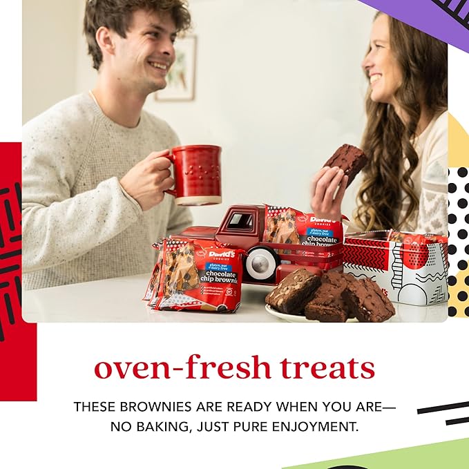 David’s Cookies Gluten-Free Brownies Gift in Sweet Sampler Tin – 4pcs Fresh Baked Brownie Snacks – Individually Wrapped Chocolate Brownies – Gourmet Bakery & Dessert Brownie Gift for All Occasions