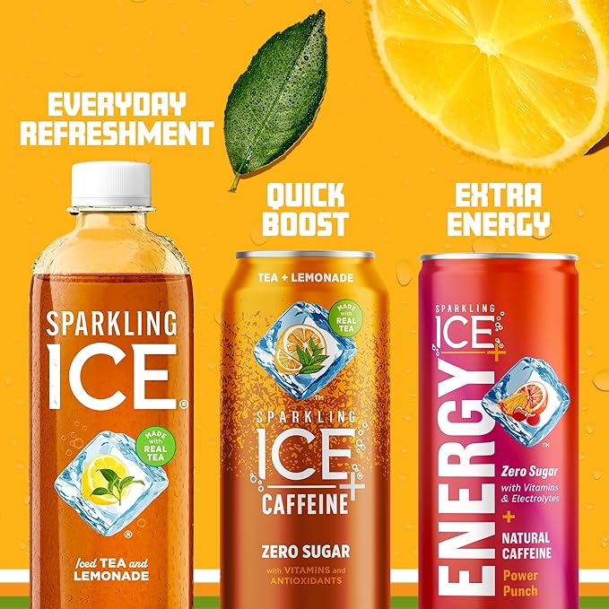 Sparkling Ice Tea + Lemonade Sparkling Water, Zero Sugar Flavored Water, with Vitamins and Antioxidants, Low Calorie Beverage, 17 Fl Oz Bottles (Pack of 12)