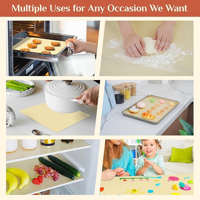 Silicone Baking Mat, 16 IN x 10 FT Free Cutting Baking Sheet,Non-Stick Reusable Dough & Pastry Mat,Non-Slip Silicone Mat Roll for Air Fryer Liner,Freeze Dryer,Oven Baking Pan,Kitchen Counter