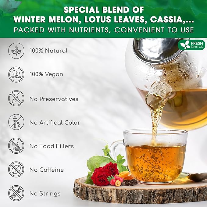 FRESHDRINKUS, 30 Packs of Oil Reducing Tea, Oil Cleansing for Liver, 10 Herbal Ingredients, Traditional Recipe Tea for Liver, 100% Natural, Easy Brewing, Steep Repeatedly (30 Packs)