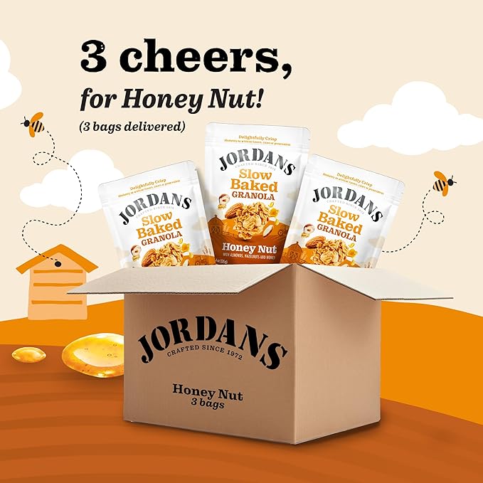 Jordans Slow Baked Granola | Honey Nut Slow-baked Granola with Almonds, Hazelnuts and Honey | No Artificial Flavors, Colors, or Preservatives, 11.4 oz (Pack of 3)