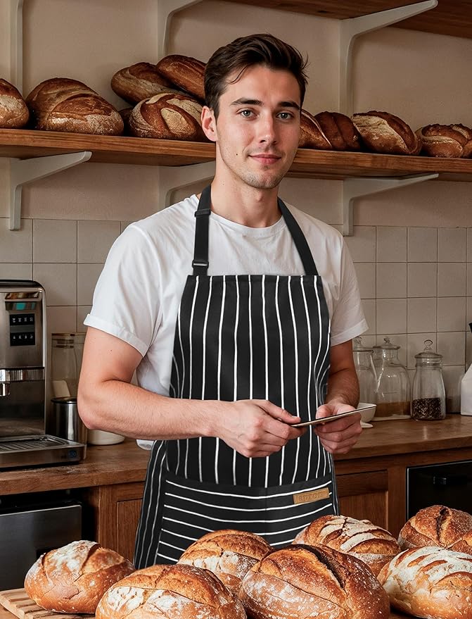 2 Pack Kitchen Cooking Aprons, Soft Aprons for Women Men with 2 Pockets Chef Apron with Adjustable Neck Strap and Long Tie