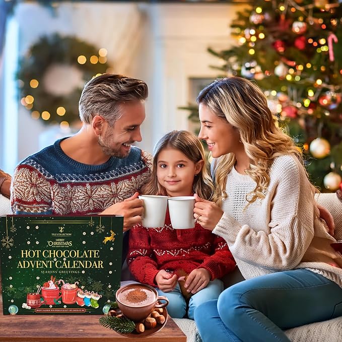 Hot Chocolate Advent Calendar 2025 - Gourmet Luxury 24 Hot Chocolate Selection Variety Flavours - Food Advent Calendars Gifts Set For Men Women Children