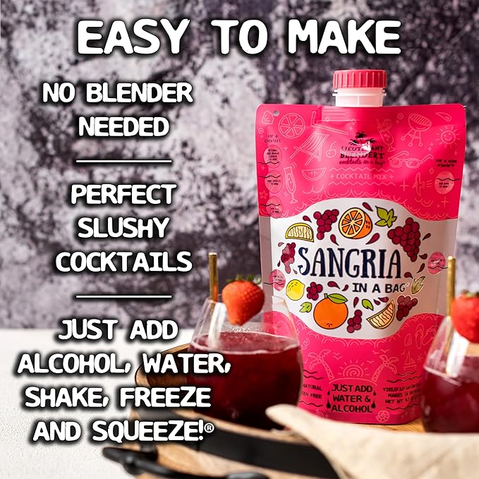 Lt. Blender's Sangria in a Bag – Wine Slushie Mixes - Each Bag Makes 1/2 Gallon of Frozen Red Sangria Mix – Non-GMO Wine Freezer Mix - Make with Wine, Liquor or as a Mocktail - (Pack of 3)