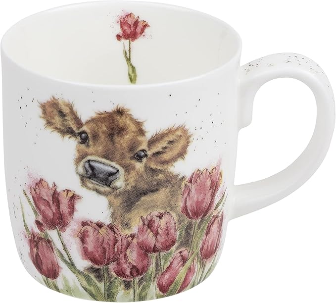 Royal Worcester Wrendale Designs Bessie Cow Mug | 14 Ounce Large Coffee Mug with Cow Design | Made from Fine Bone China | Microwave and Dishwasher Safe