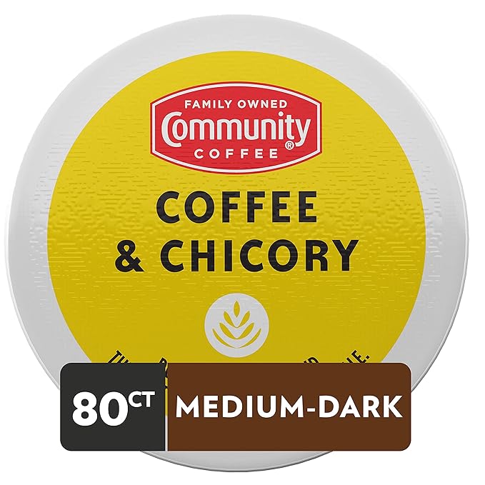 Community Coffee & Chicory, Dark Roast Coffee Pods, Compatible with Keurig 2.0 Brewers, 80 Count (Pack of 1)