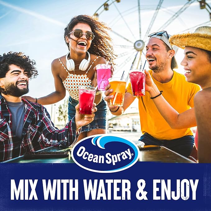 Ocean Spray® White Cran-Peach™ Zero Sugar Powder Drink Mix Packets with Real Cranberry Juice Powder, 100% Vitamin C, No Synthetic Dyes, Juicy Mixes (40ct)