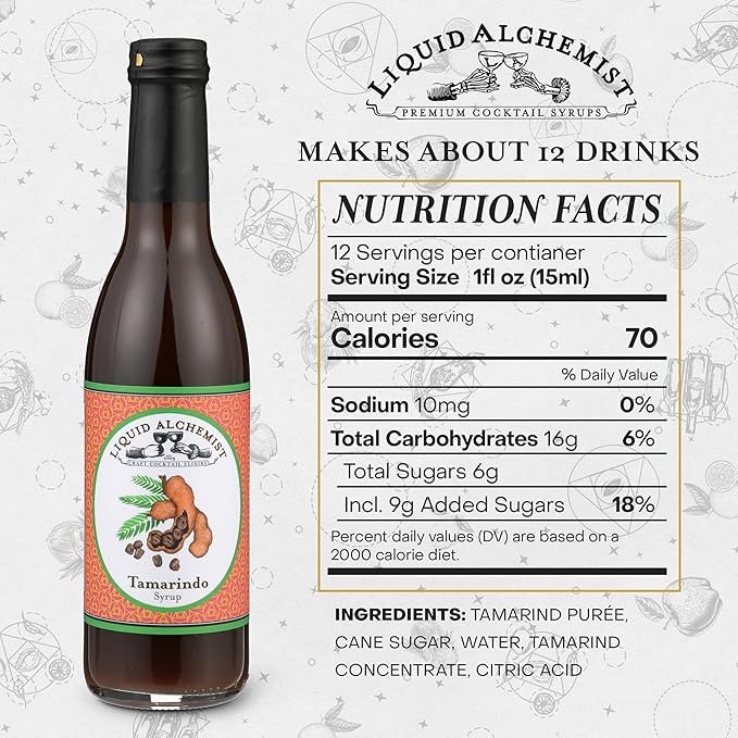 Liquid Alchemist Tamarind Syrup for Cocktails - Real Ingredients Make our Tamarindo Syrup the Perfect Spicy Margarita Mix - Made with Fresh Tamarind Puree & All Natural Tamarind Concentrate (12 oz)