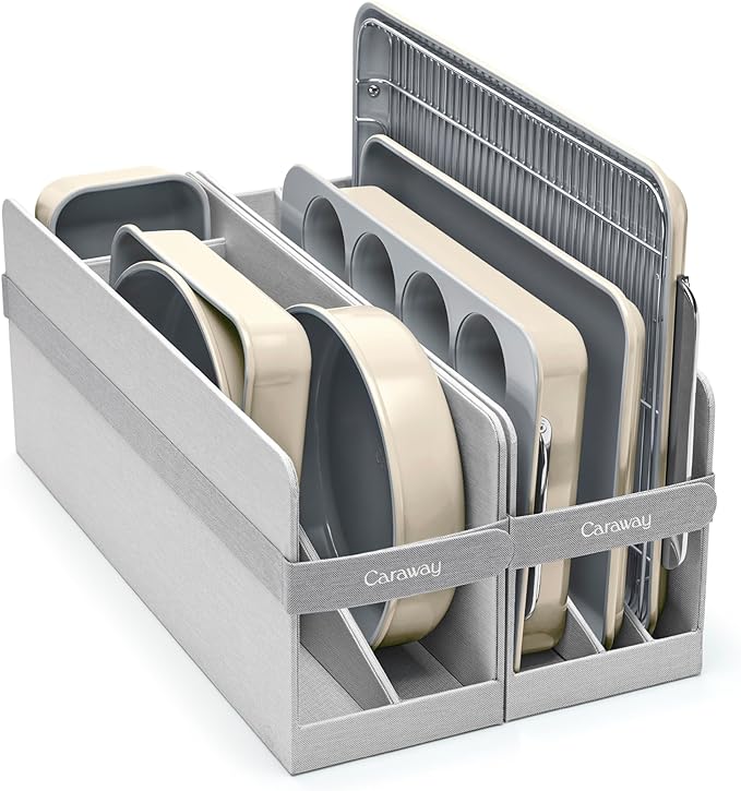 Caraway Nonstick Ceramic Bakeware Set (11 Pieces) - Baking Sheets, Assorted Baking Pans, Cooling Rack, & Storage - Aluminized Steel Body - Non Toxic, PTFE & PFOA Free - Cream