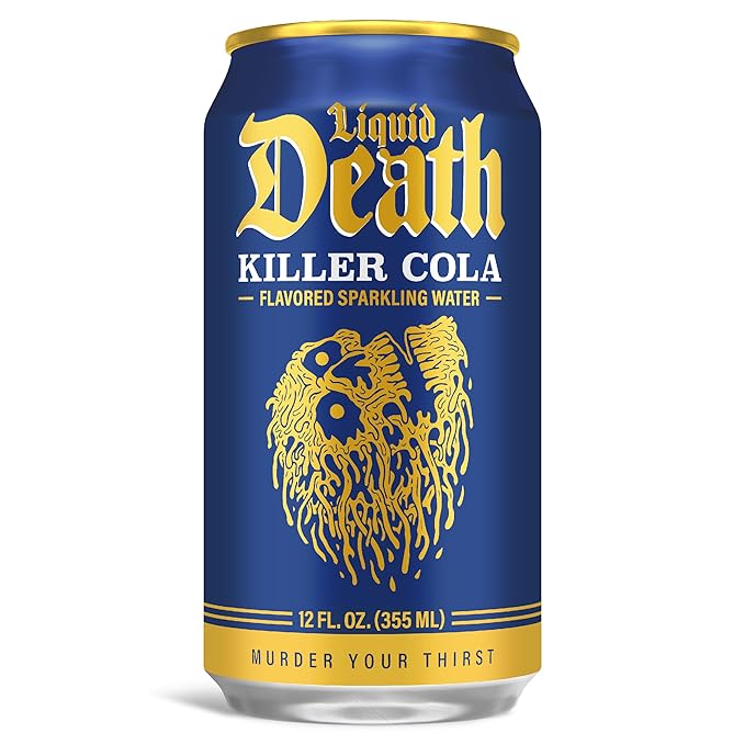 Liquid Death, Killer Cola, Soda-Flavored Sparkling Water, 12-Pack (12oz Cans), Low Sugar, Huge Flavor & No Artificial Sweeteners