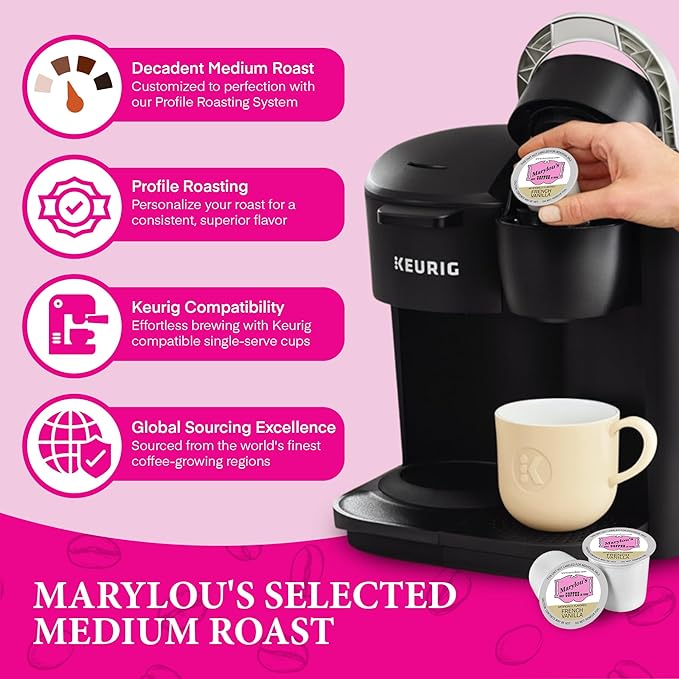 Marylou's Coffee – French Vanilla Flavored Gourmet Coffee – Single Serve Coffee Pods, Compatible with Keurig Brewers – 12 Pods