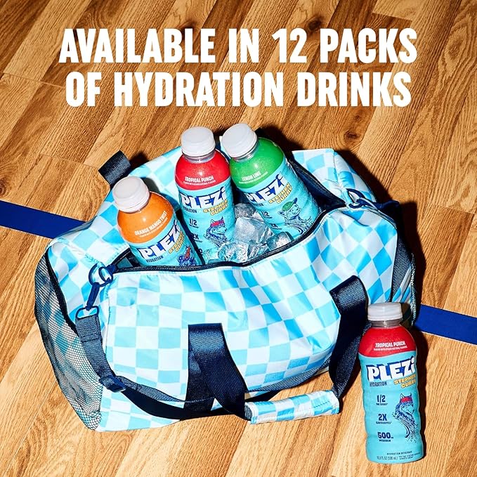 PLEZi Lemon Lime Hydration Drink x Stephen Curry - Sports Drinks with 2X Electrolytes - 500mg Potassium, Low Sugar, No Added Sugar - For Kids & Adults - 16.9 Fl Oz (12 Pack)