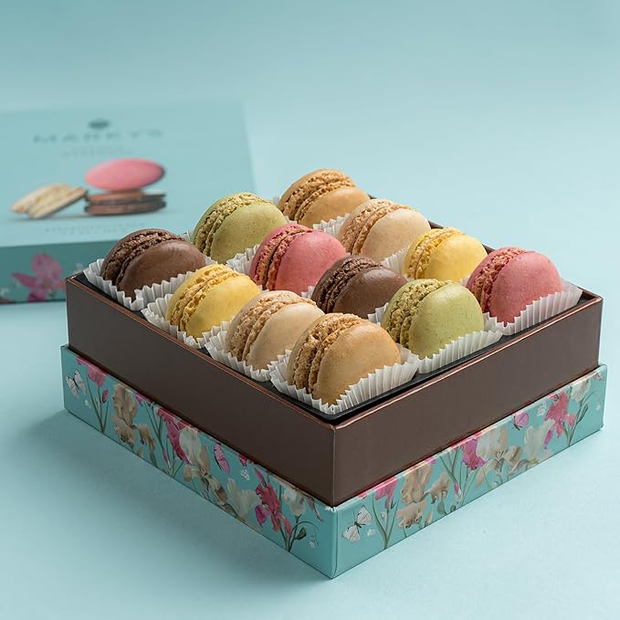 MARKY’S French Almond Macarons Gift Box – 12 Assorted Gourmet Macarons – Variety of Imported Flavors – Authentic French Cookies – Gift Basket for Holidays
