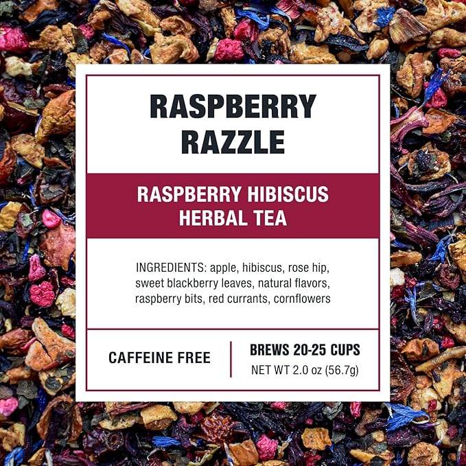Tiesta Tea - Raspberry Razzle Tea, Loose Leaf, Raspberry Hibiscus Herbal Tea, Premium Caffeine-Free Tea Blend, Make Hot or Iced & Up to 25 Cups, 2 oz Resealable Pouch