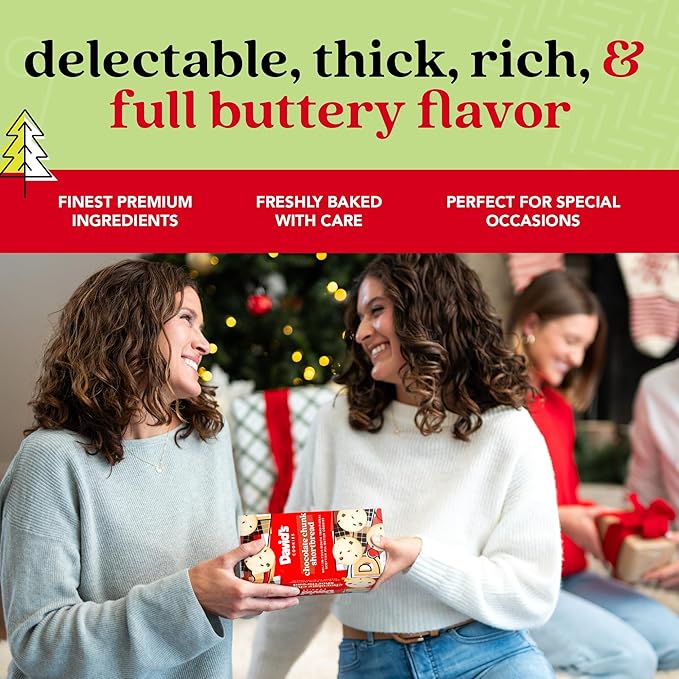 David's Cookies Mini Shortbread Chocolate Chunk Cookies 1 Pack - Traditional Scottish Style Butter Cookies, OU Kosher Certified, Decadent Gourmet Shortbread Cookie Snack Box for Tea, Coffee, & Gifting