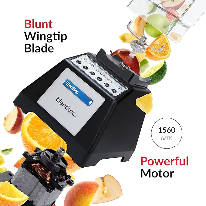 Blendtec Total Blender Classic - Includes FourSide Jar (75 oz) - 10-Speed Professional-Grade - High-Power Kitchen Blender with 6 Pre-Programmed Cycles - Black