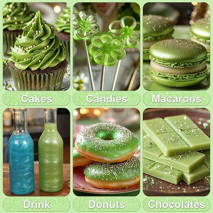 Olive Green Edible Glitter - 5g Food Grade Cake Decorating Shimmering Glitter, Edible Sprinkle Luster Dust for Drinks, Chocolates, Fondant, Strawberries, Cupcakes, Candy, Cookie - Vegan