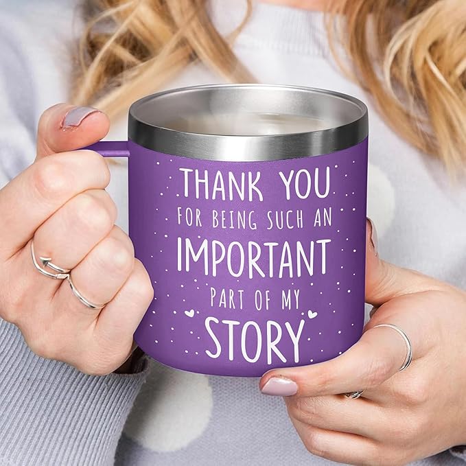 Gossby Thank You Gift for Women - 14oz Insulated Coffee Tumbler Mug - Thank You for Being An Important Part - Appreciation, Birthday Gift for Teacher, Coworker, Friend - Travel Cup with Lid, Straw