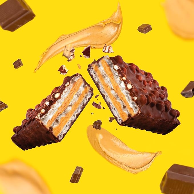 FITCRUNCH Wafer Protein Bars, 16g of Protein & 3g of Sugar (9 Bars, Chocolate Peanut Butter)