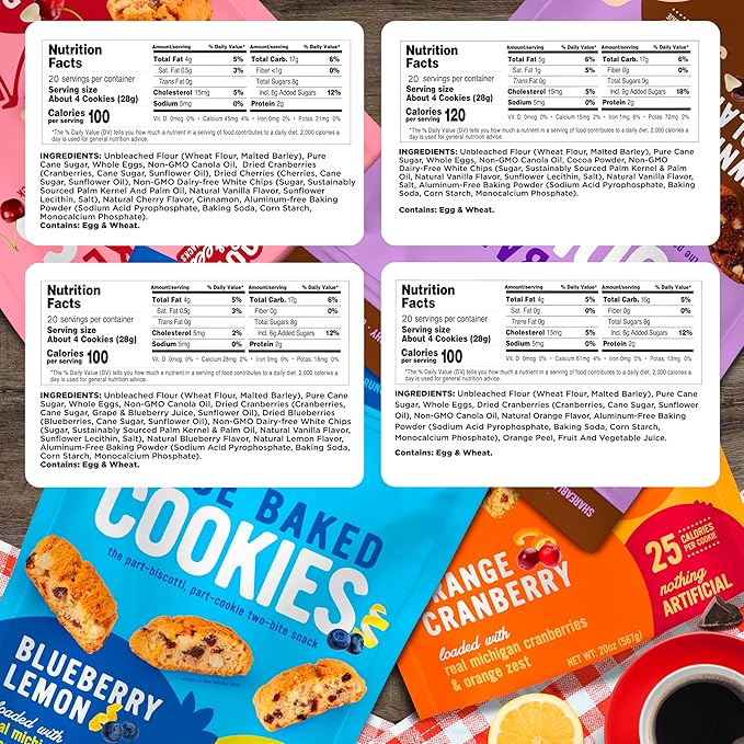 Cooper Street Twice Baked Biscotti Cookies Variety Pack - 1.25 Pounds Per Bag (4 Pack) - Gourmet Cookies Ideal With Coffee Or Tea | Peanut and Dairy Free Low Sodium Breakfast or On-The-Go Snack
