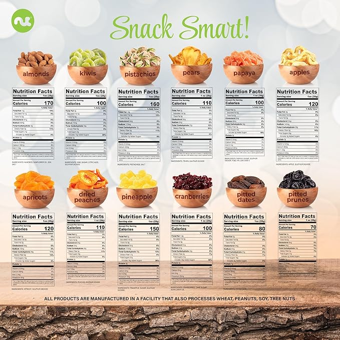 NUT CRAVINGS - Thanksgiving Dried Fruit & Mixed Nuts Gift Basket in White Gold Box (12 Assortments) Holiday Xmas Christmas Food Arrangement, Healthy Snack Care Package, Food Assortments