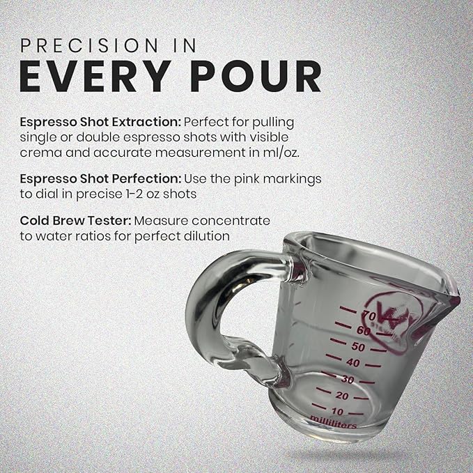 Rattleware 3 oz Espresso Shot Glass Pitcher – Double Spouted Genuine Barista Measuring Cup with Graduations in ml & oz – High-Volume, Commercial-Grade for Swift Espresso Pouring & Precision (2 Pieces)