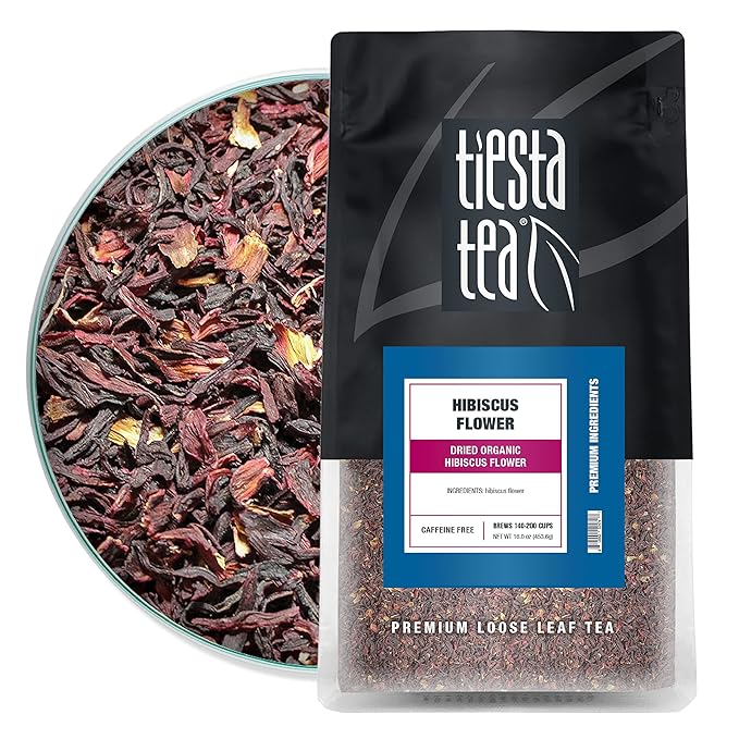 Tiesta Tea - Dried Hibiscus | Loose Leaf | Cut & Sifted Hibiscus Flower | Premium Blend | Non-Caffeinated | Make Hot or Iced & Brews Up to 200 Cups | 16 Ounce Resealable Bulk Pouch
