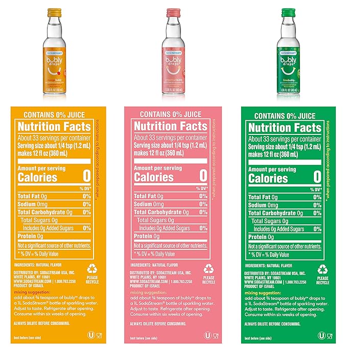 sodastream, bubly Drops 3 Flavor Pack, Tropical Thrill Variety, 4 Fl Oz