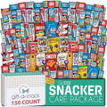 Gift A Snack - Thanksgiving, Holiday, Christmas Stocking Stuffer Snack Box Variety Pack Care Package + Greeting Card (150 Count) Birthday Sweet Treats Gift Basket, Candies Chips Crackers Bars