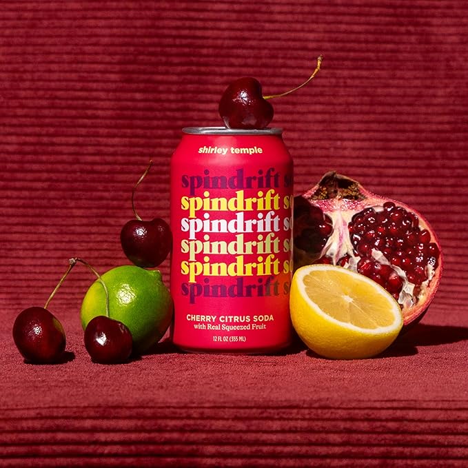 Spindrift "Shirley Temple" Cherry Citrus Soda Made with Real Squeezed Fruit 12 Pack Case