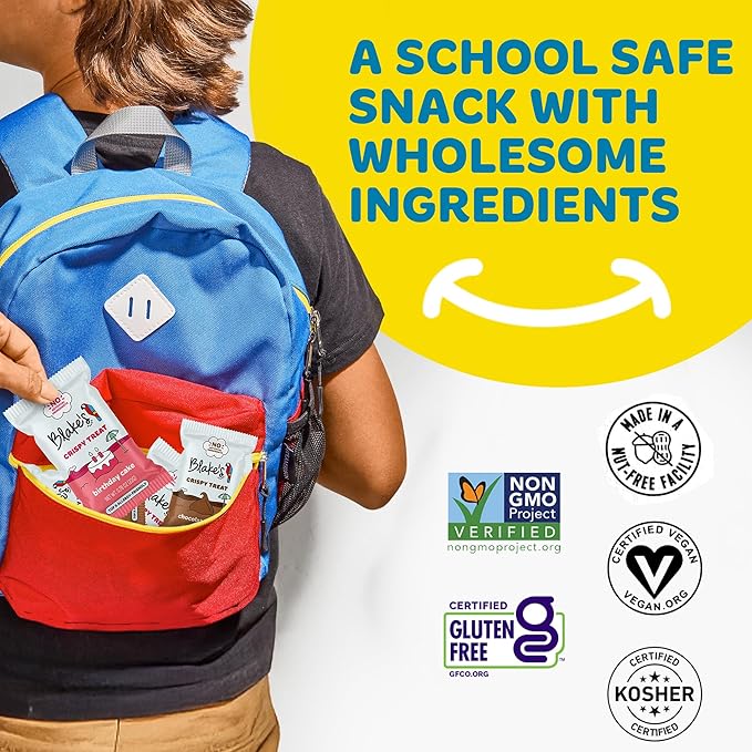 Blake’s Seed Based Crispy Treats – Birthday Cake (24 Count), Nut Free, Gluten Free, Dairy Free & Vegan, Healthy Snacks for Kids or Adults, School Safe, Low Calorie Soy Free Snack