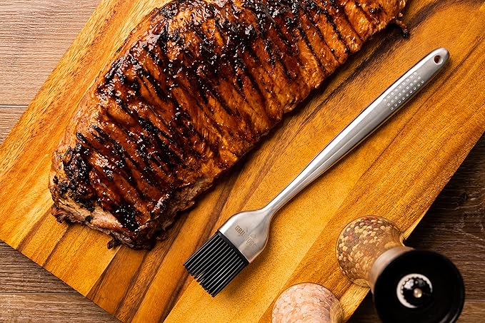 Kitchen Basting Brush, 18/0 Stainless Steel Set of 2 for Grilling & Cooking - 7.5 Inch Precision & 12 Inch Reach Grill Brushes with 480°F Heat Resistant Bristles - Silicone Brush, Pastry, BBQ Brush